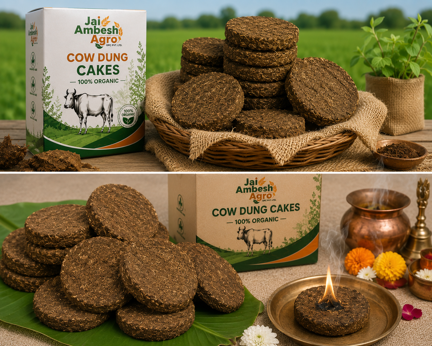Cow Dung Cakes Manufacturer and Exporter